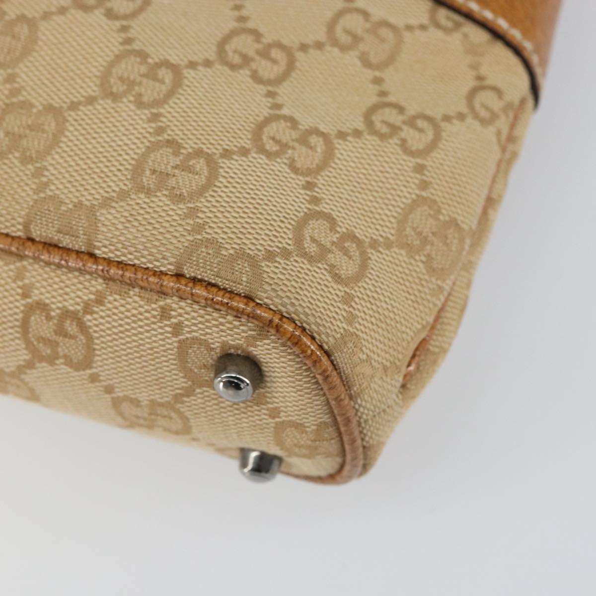 GUCCI GG Canvas Hand Bag Beige Silver 113015 Auth 162185