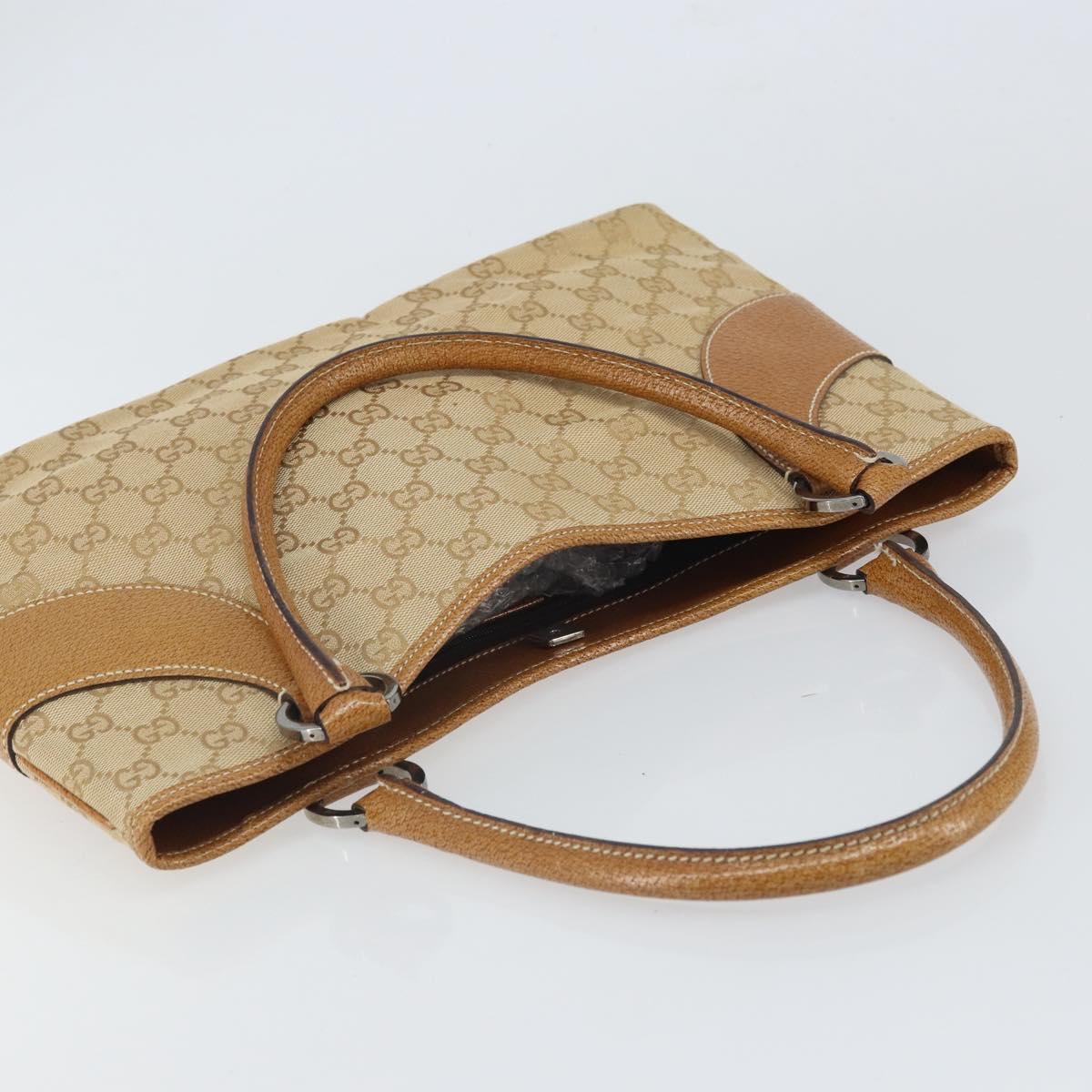 GUCCI GG Canvas Hand Bag Beige Silver 113015 Auth 162185