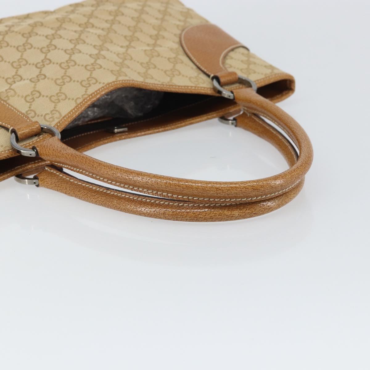 GUCCI GG Canvas Hand Bag Beige Silver 113015 Auth 162185
