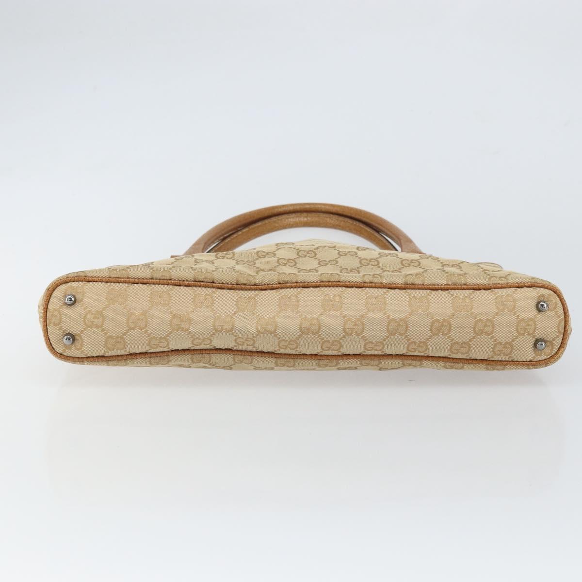 GUCCI GG Canvas Hand Bag Beige Silver 113015 Auth 162185