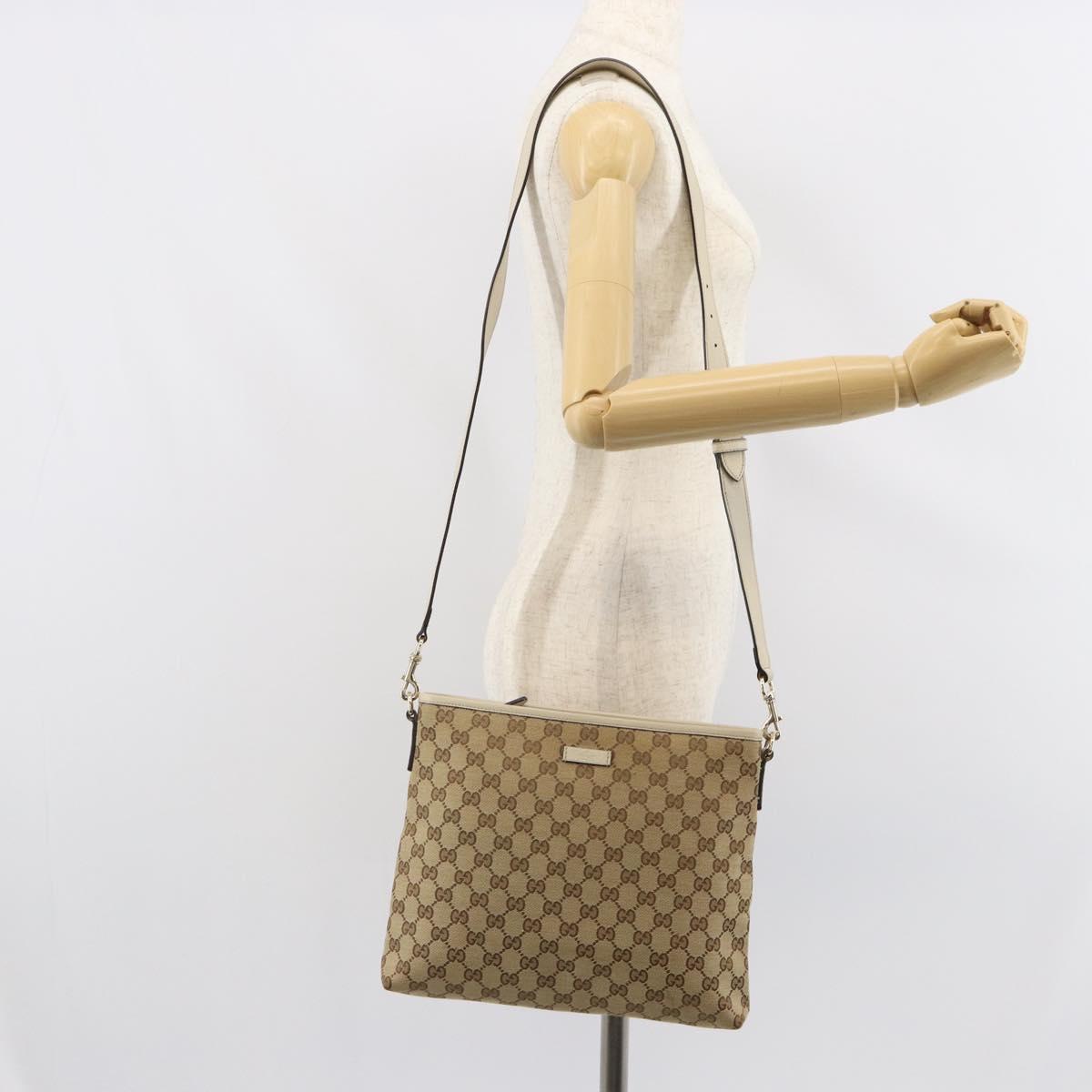 GUCCI GG Canvas Shoulder Bag Beige Gold 388924 Auth 162188