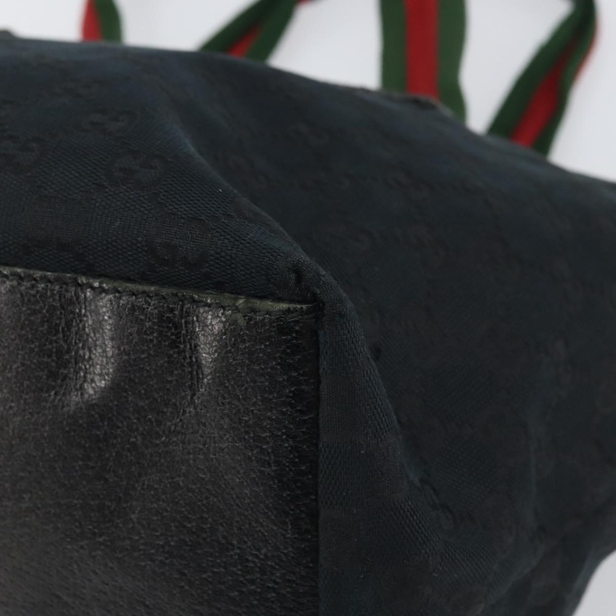 GUCCI GG Canvas Web Sherry Line Tote Bag Black Red 131230 Auth 162189