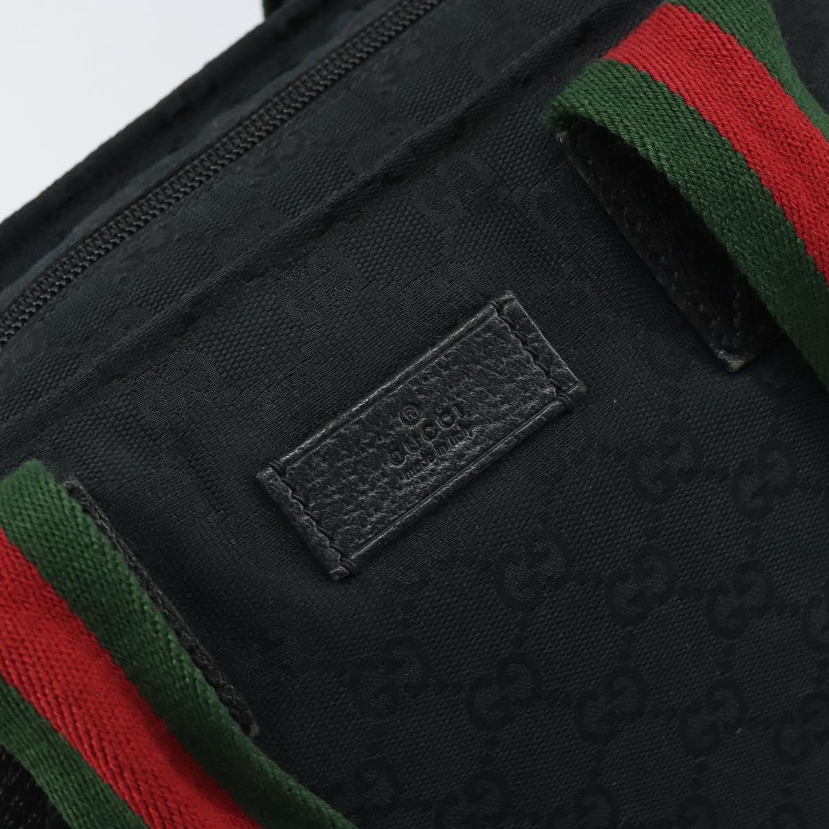 GUCCI GG Canvas Web Sherry Line Tote Bag Black Red 131230 Auth 162189