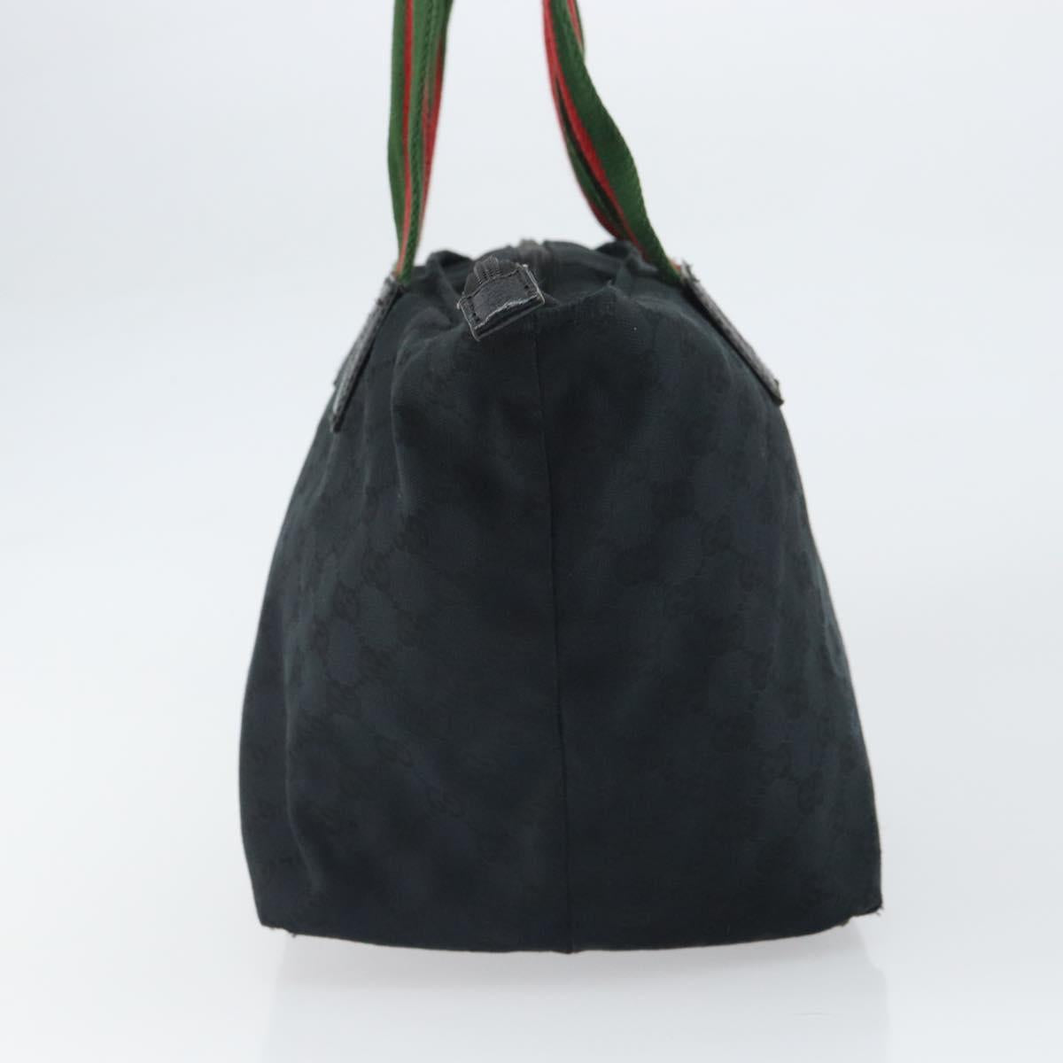 GUCCI GG Canvas Web Sherry Line Tote Bag Black Red 131230 Auth 162189