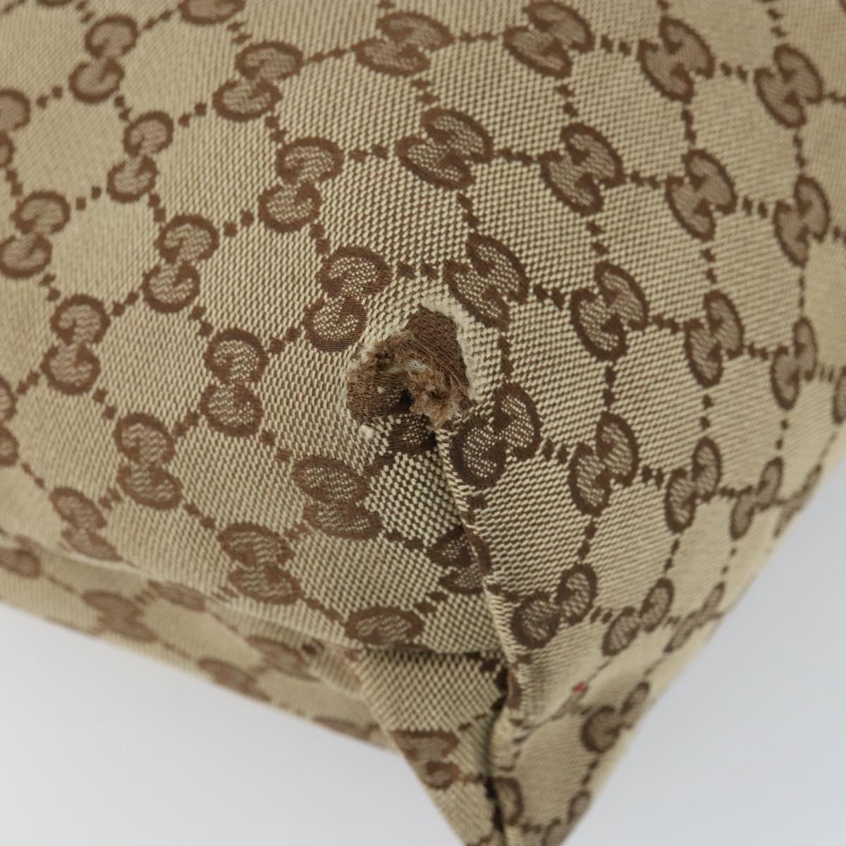 GUCCI GG Canvas Web Sherry Line Shoulder Bag Beige Silver 189751 Auth 162190