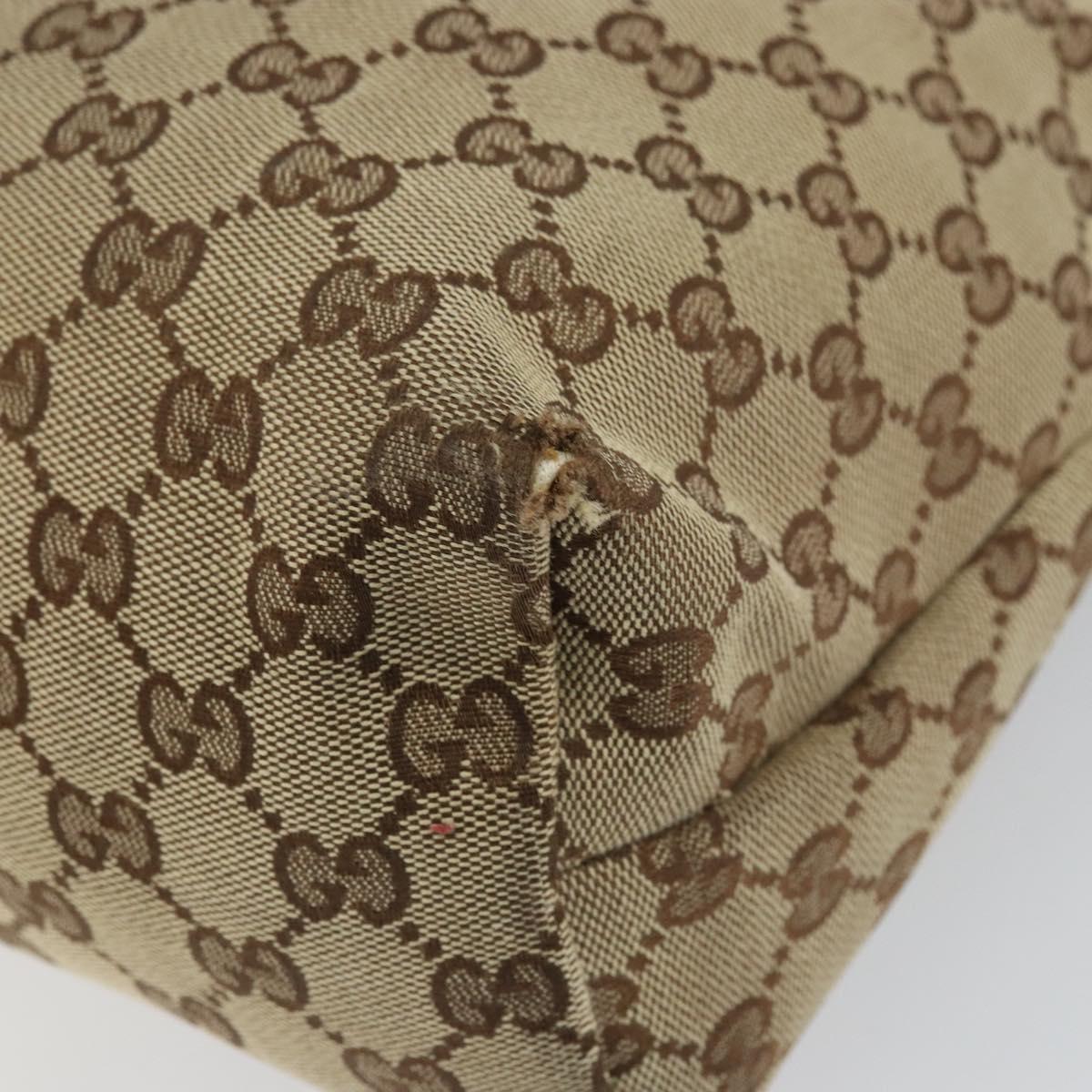 GUCCI GG Canvas Web Sherry Line Shoulder Bag Beige Silver 189751 Auth 162190