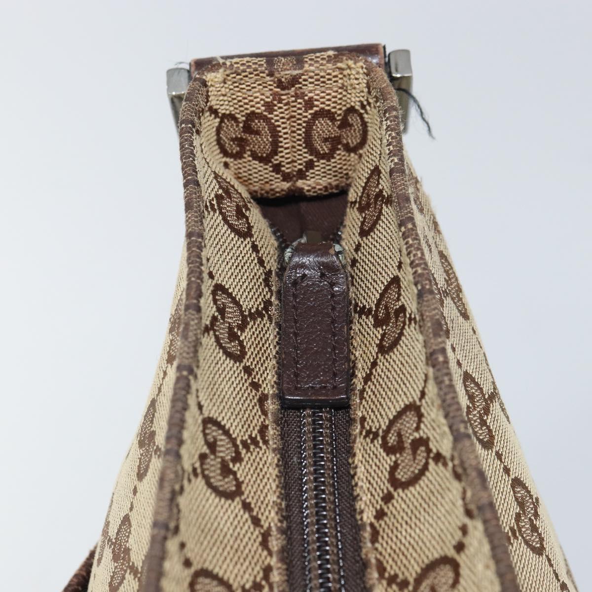 GUCCI GG Canvas Web Sherry Line Shoulder Bag Beige Silver 189751 Auth 162190
