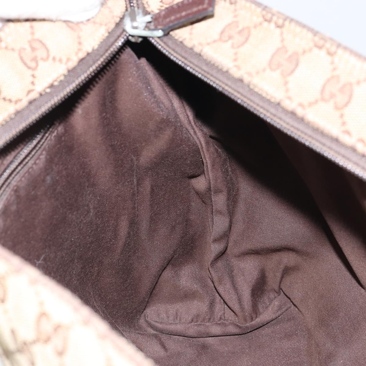 GUCCI GG Canvas Web Sherry Line Shoulder Bag Beige Silver 189751 Auth 162190