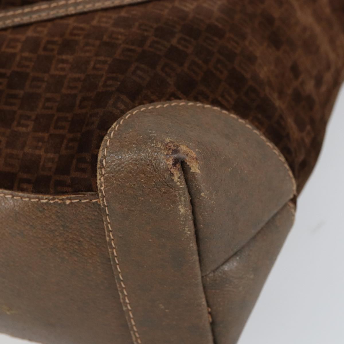 GUCCI Tote Bag Suede Brown Gold 98 29 002 4987 Auth 162191
