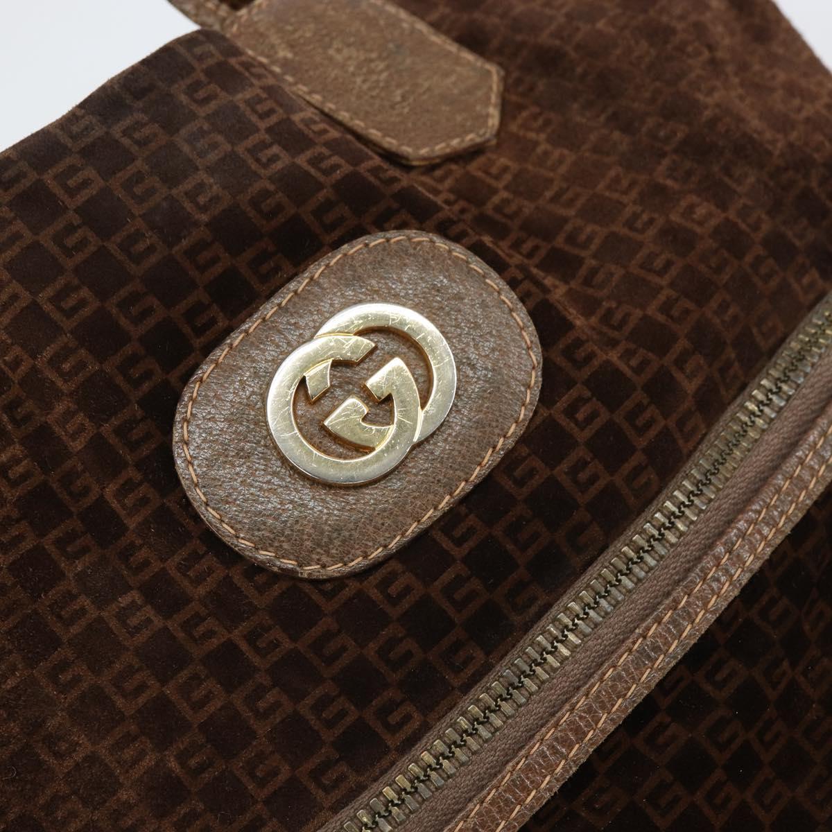 GUCCI Tote Bag Suede Brown Gold 98 29 002 4987 Auth 162191