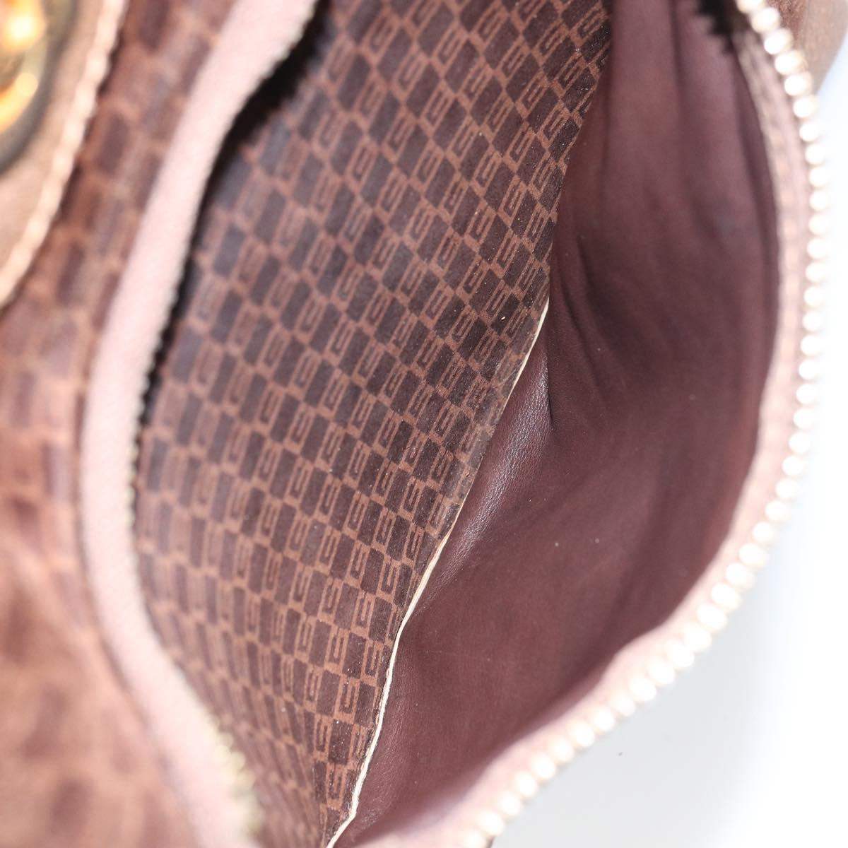 GUCCI Tote Bag Suede Brown Gold 98 29 002 4987 Auth 162191