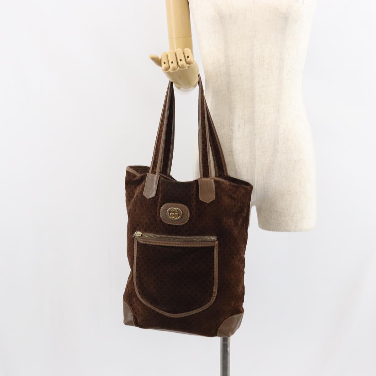 GUCCI Tote Bag Suede Brown Gold 98 29 002 4987 Auth 162191