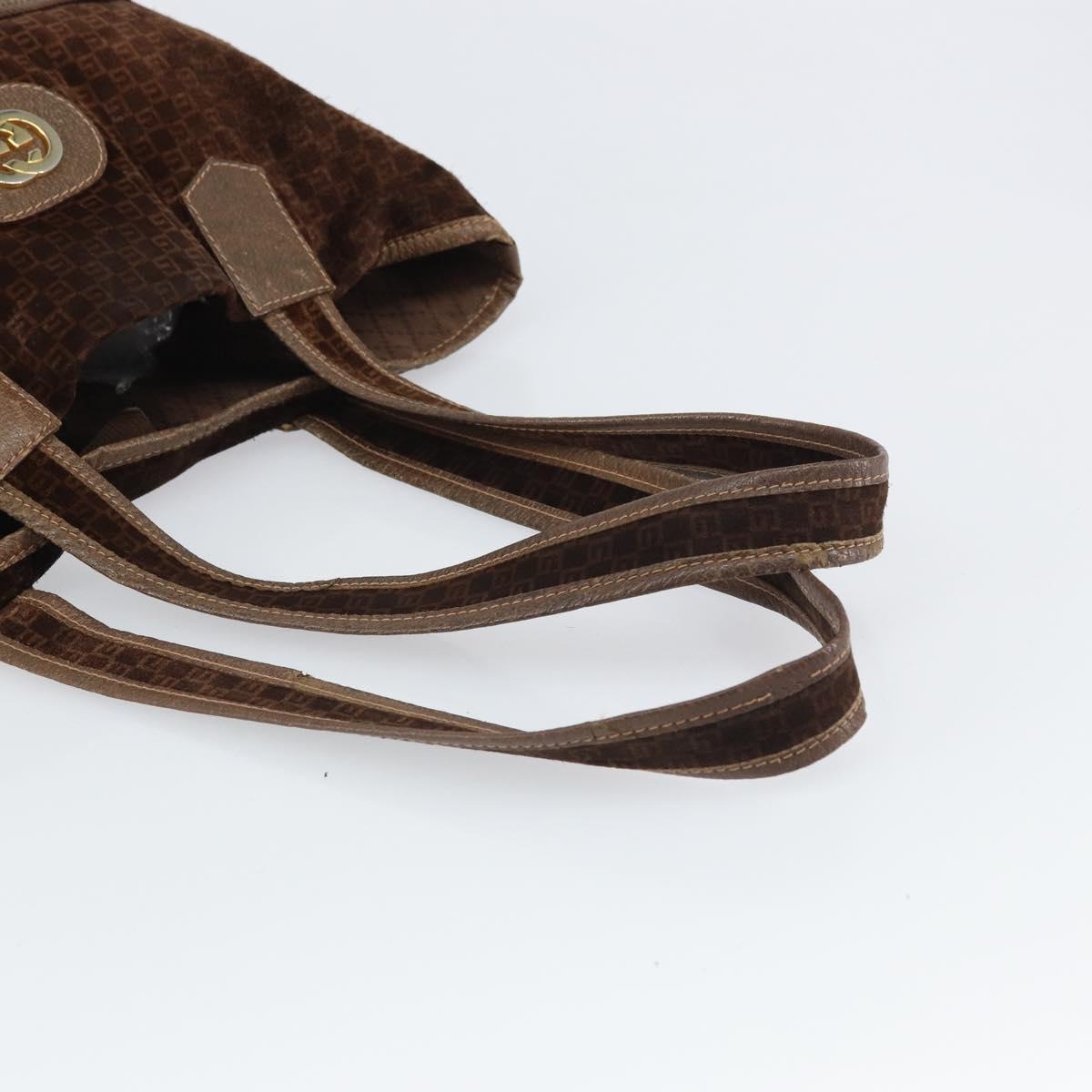GUCCI Tote Bag Suede Brown Gold 98 29 002 4987 Auth 162191