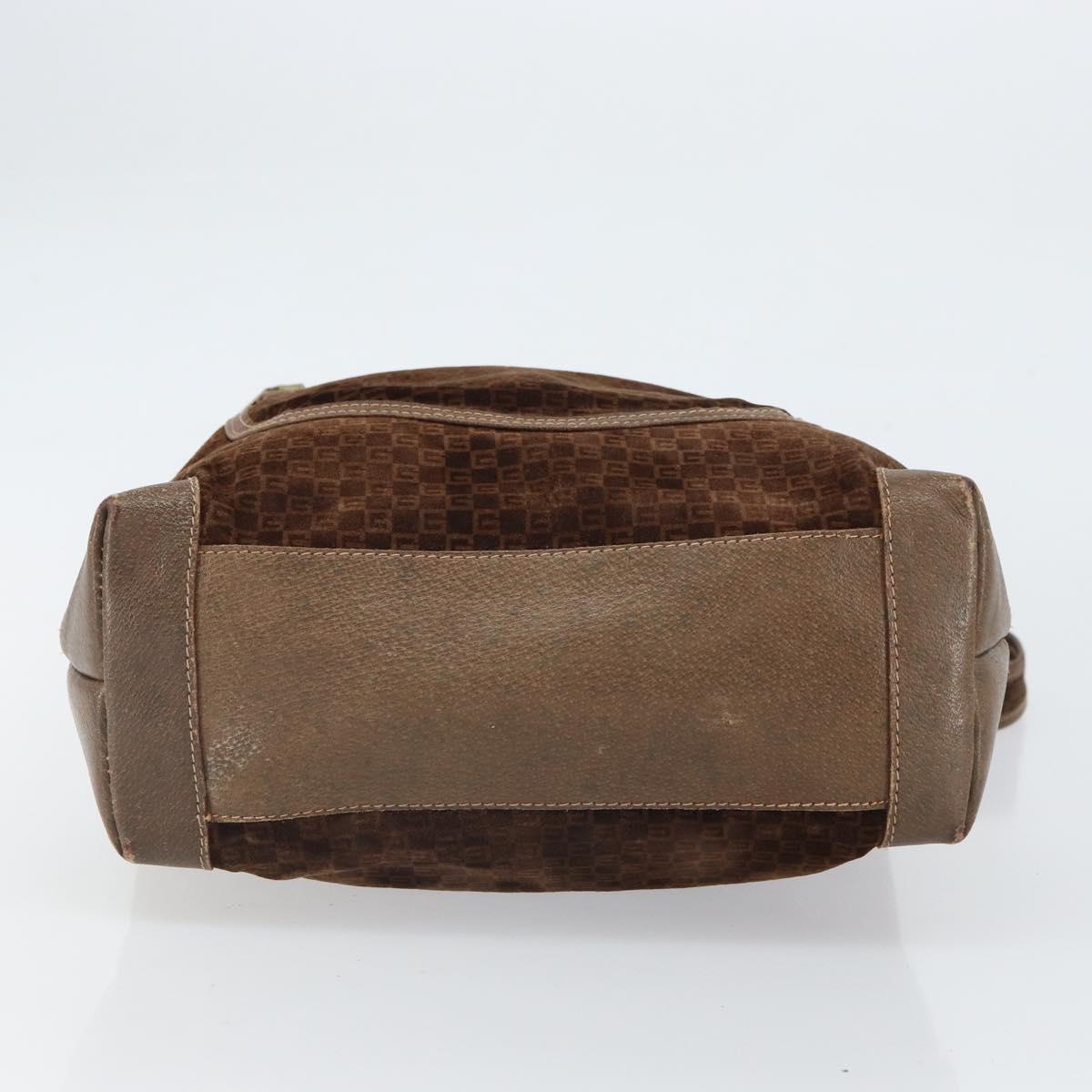 GUCCI Tote Bag Suede Brown Gold 98 29 002 4987 Auth 162191