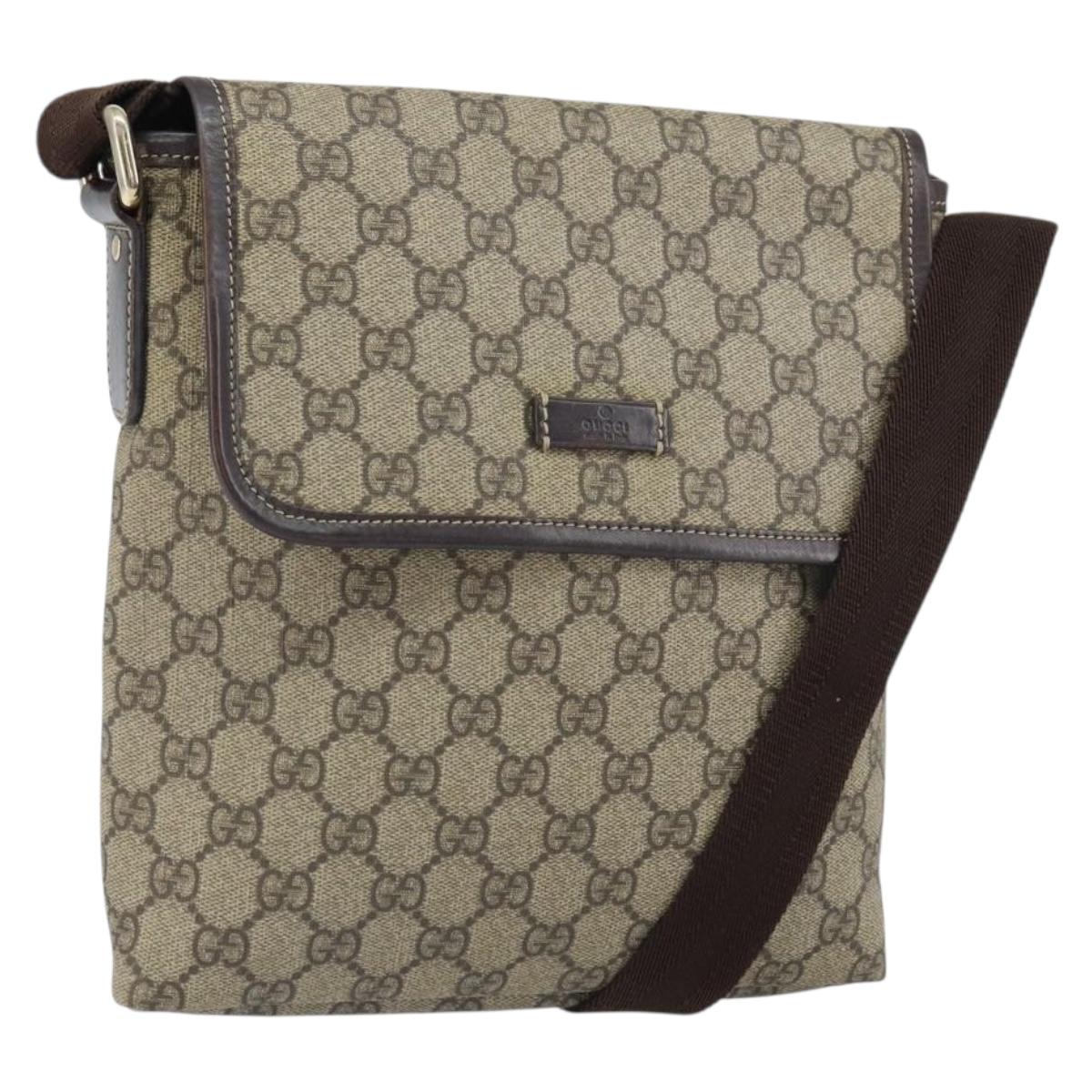 GUCCI GG Supreme Shoulder Bag PVC Beige Gold 223666 Auth 162192