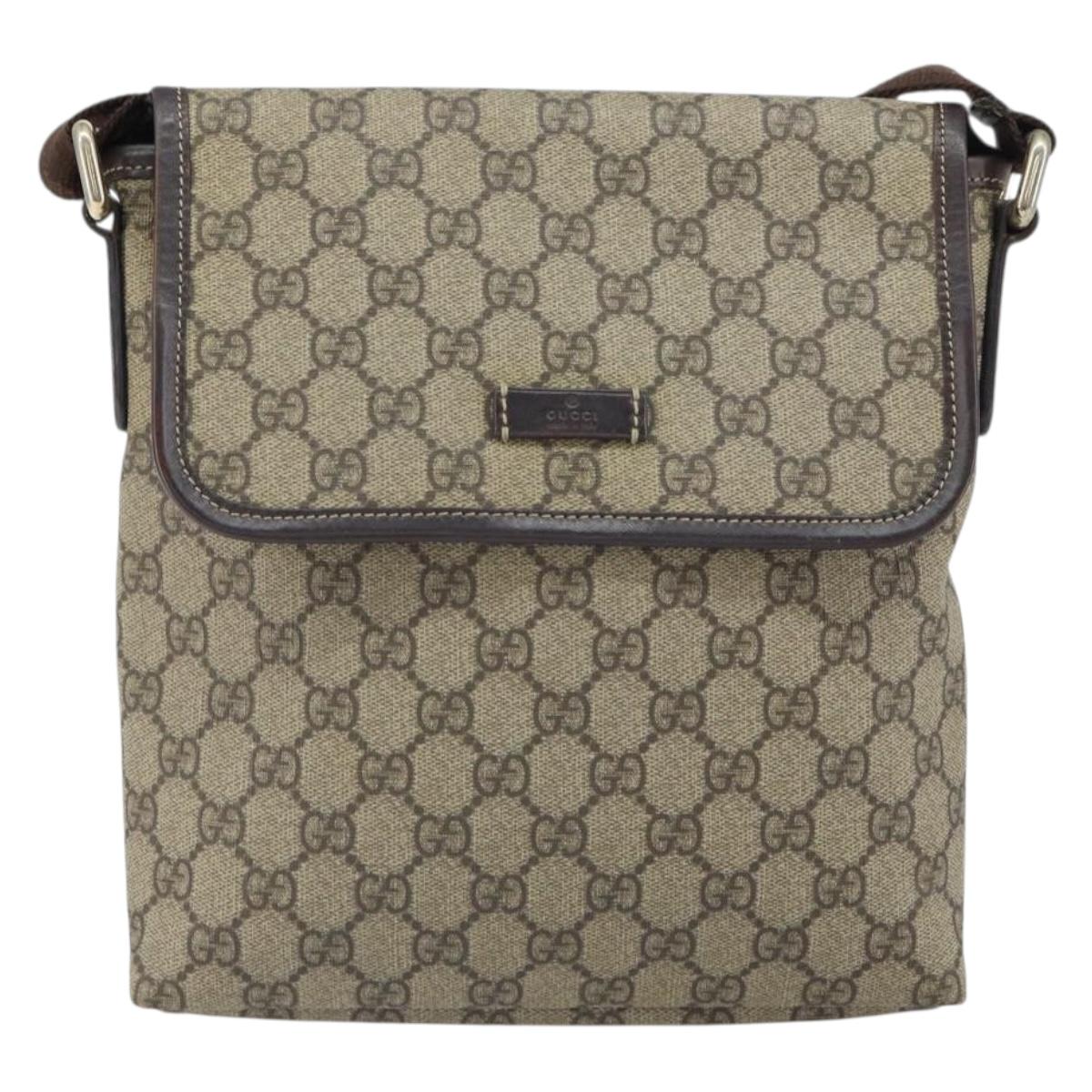 GUCCI GG Supreme Shoulder Bag PVC Beige Gold 223666 Auth 162192
