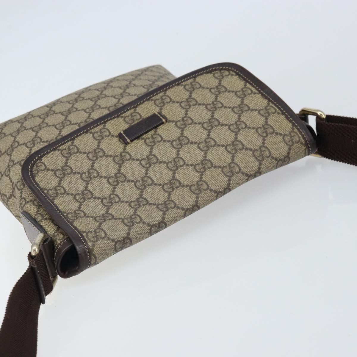 GUCCI GG Supreme Shoulder Bag PVC Beige Gold 223666 Auth 162192