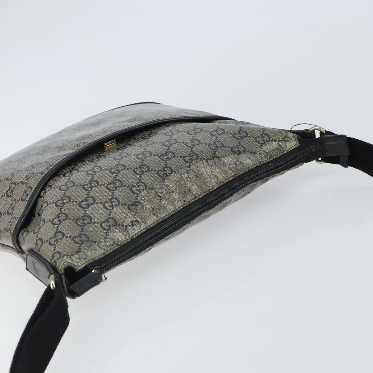 GUCCI GG Crystal Shoulder Bag Coated Canvas Navy Gold 145857 Auth 162193
