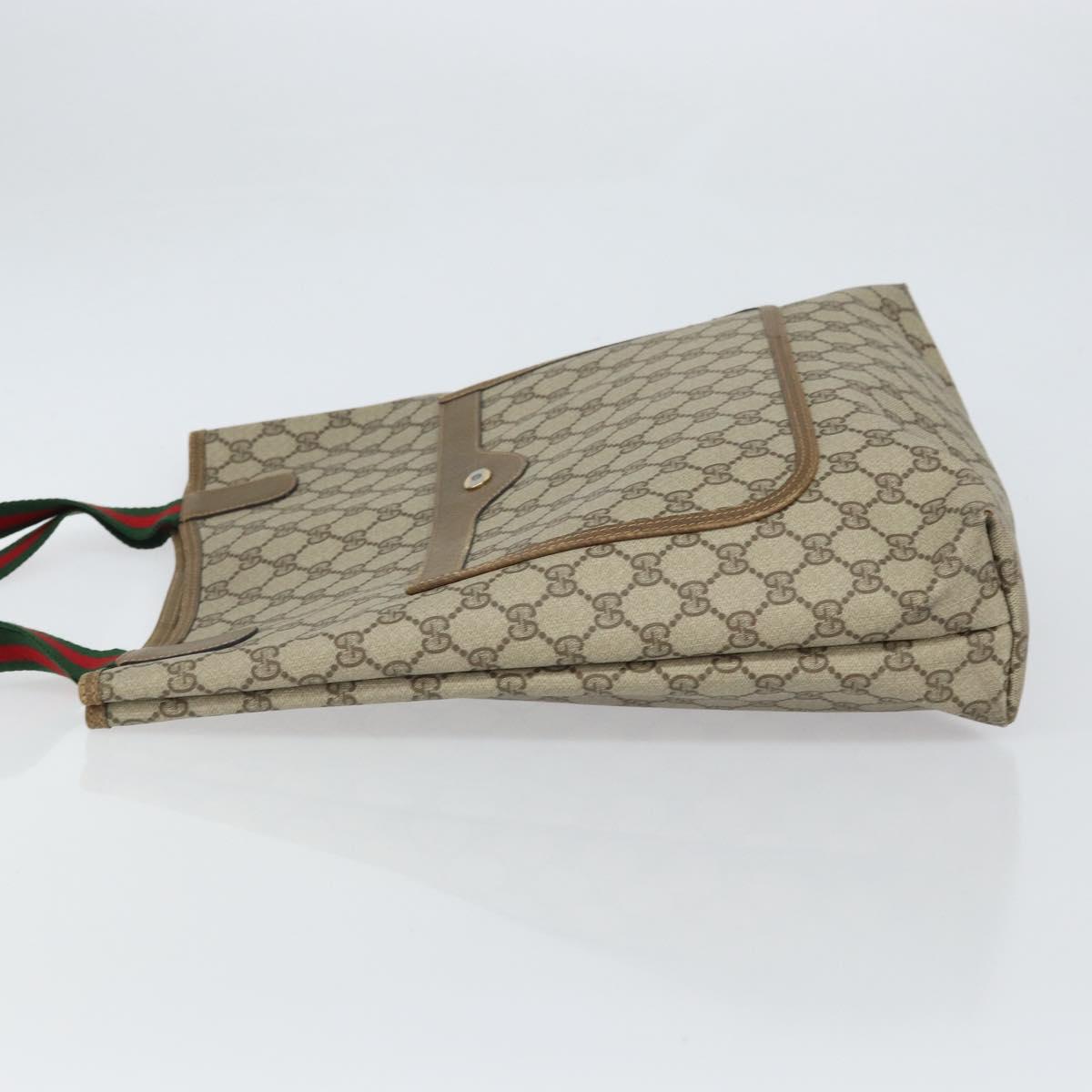 GUCCI GG Supreme Web Sherry Line Tote Bag PVC Beige 39 02 003 Auth 162194