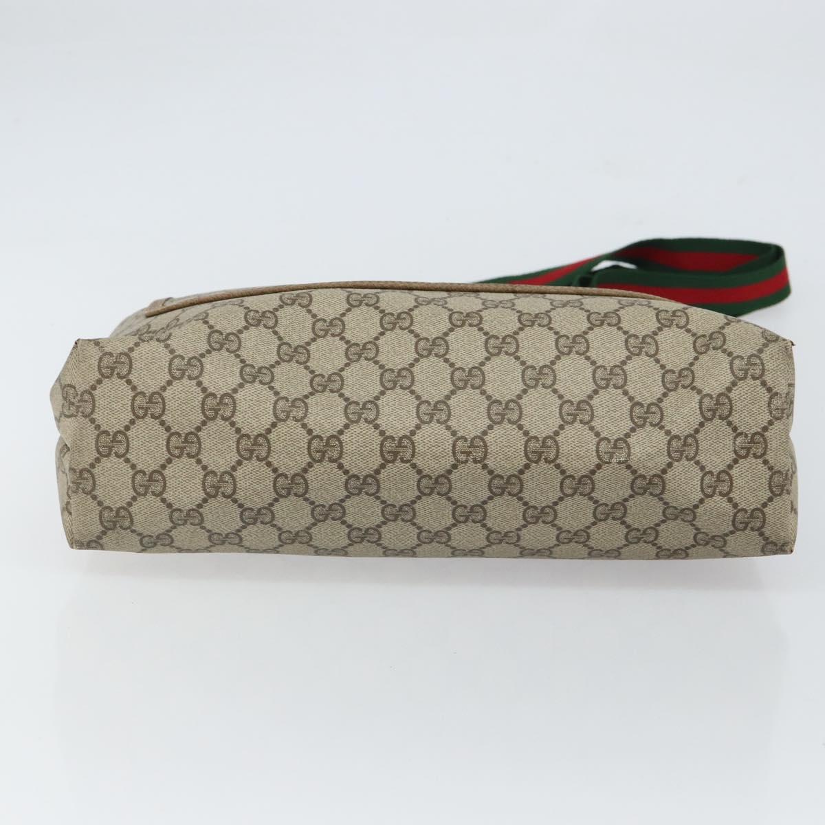 GUCCI GG Supreme Web Sherry Line Tote Bag PVC Beige 39 02 003 Auth 162194