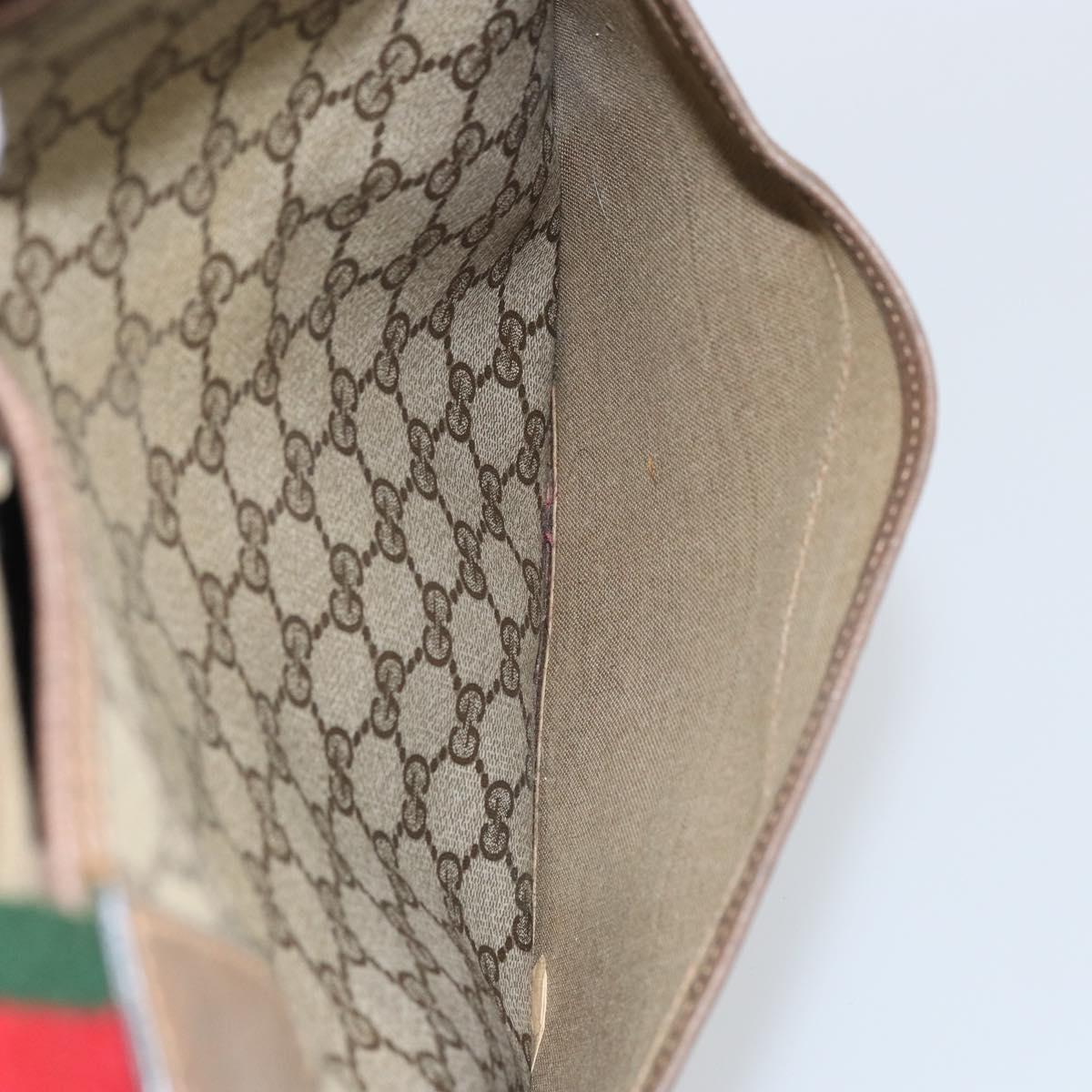 GUCCI GG Supreme Web Sherry Line Tote Bag PVC Beige 39 02 003 Auth 162195