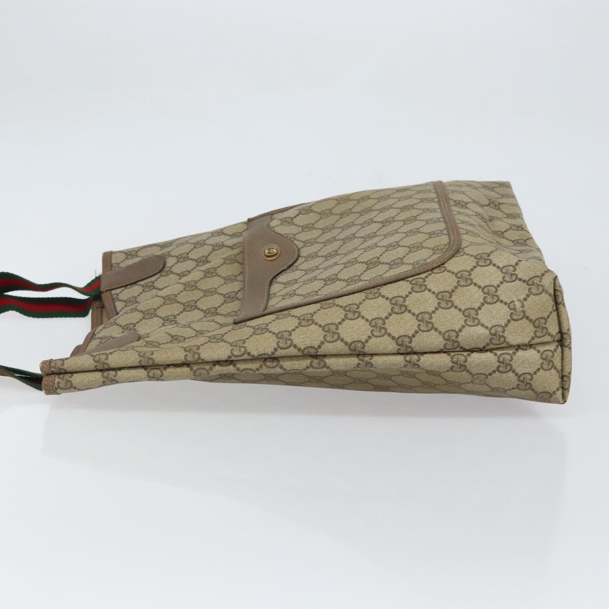 GUCCI GG Supreme Web Sherry Line Tote Bag PVC Beige 39 02 003 Auth 162195