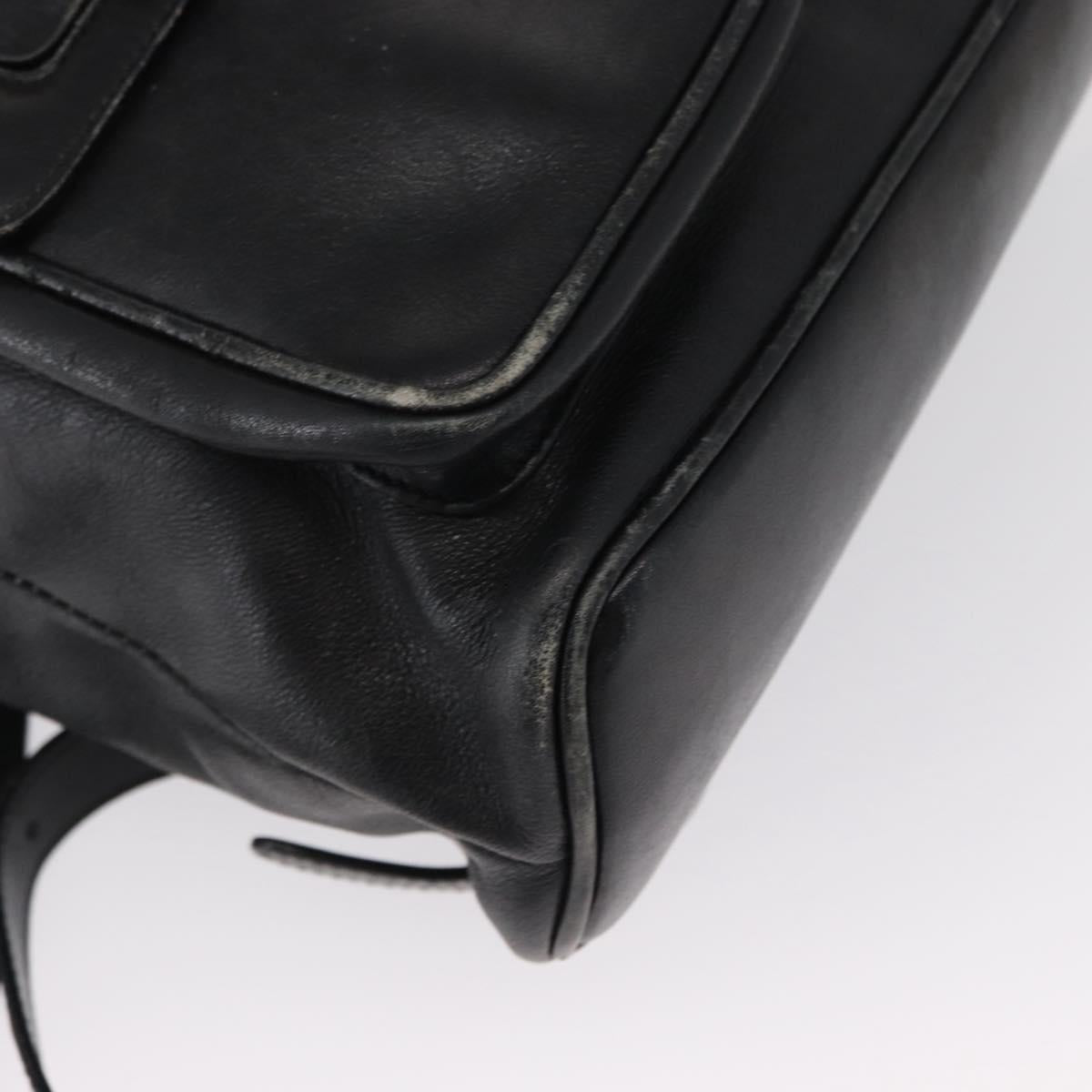 GUCCI Bamboo Backpack Leather Black Gold 003 2058 0016 Auth 162199