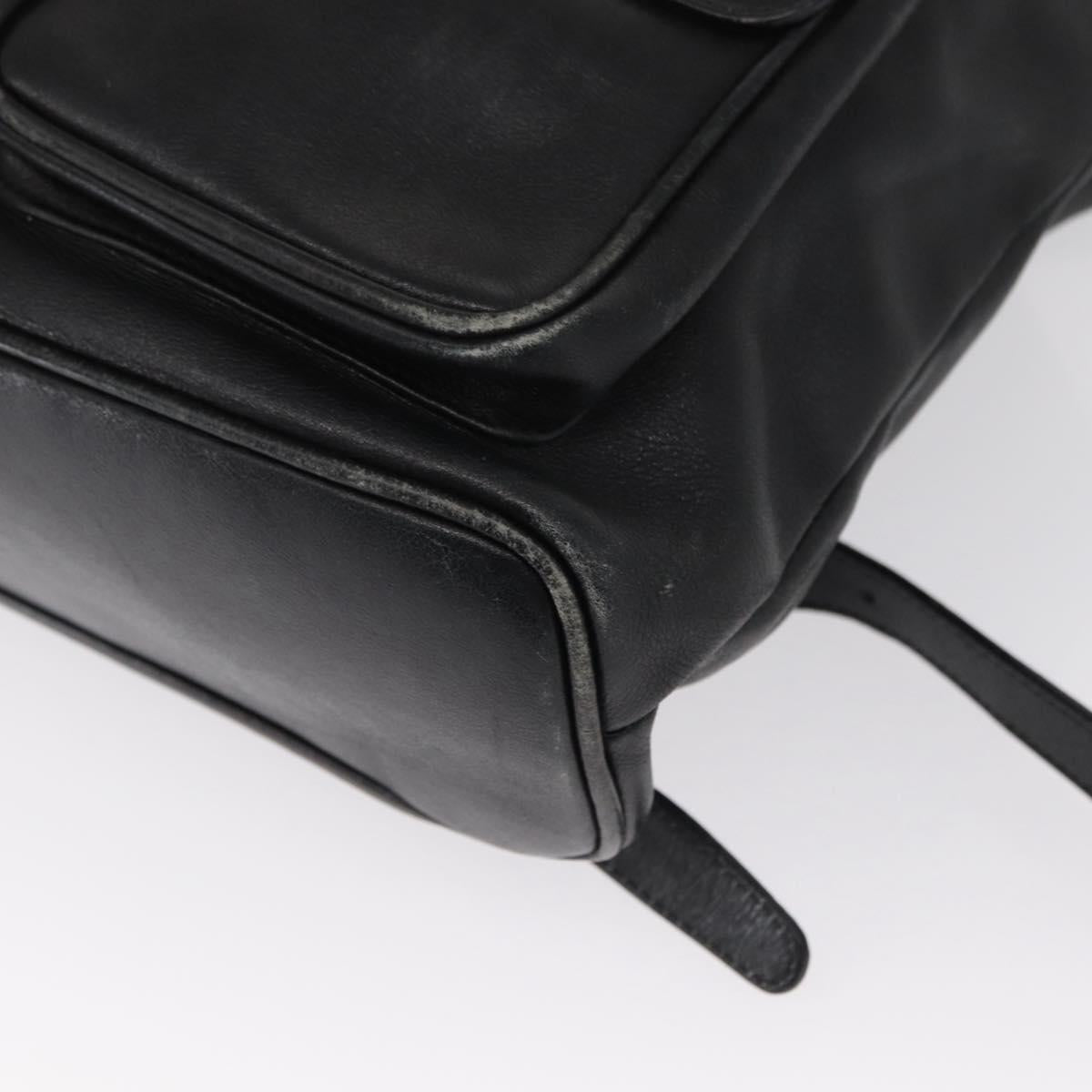 GUCCI Bamboo Backpack Leather Black Gold 003 2058 0016 Auth 162199