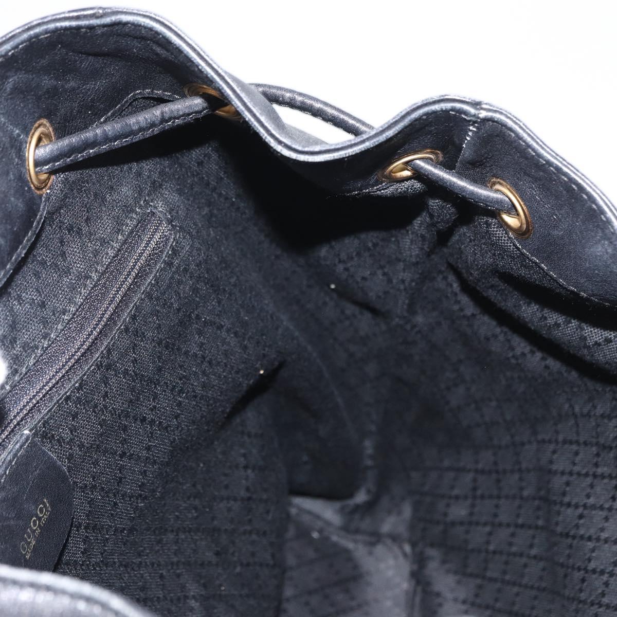 GUCCI Bamboo Backpack Leather Black Gold 003 2058 0016 Auth 162199