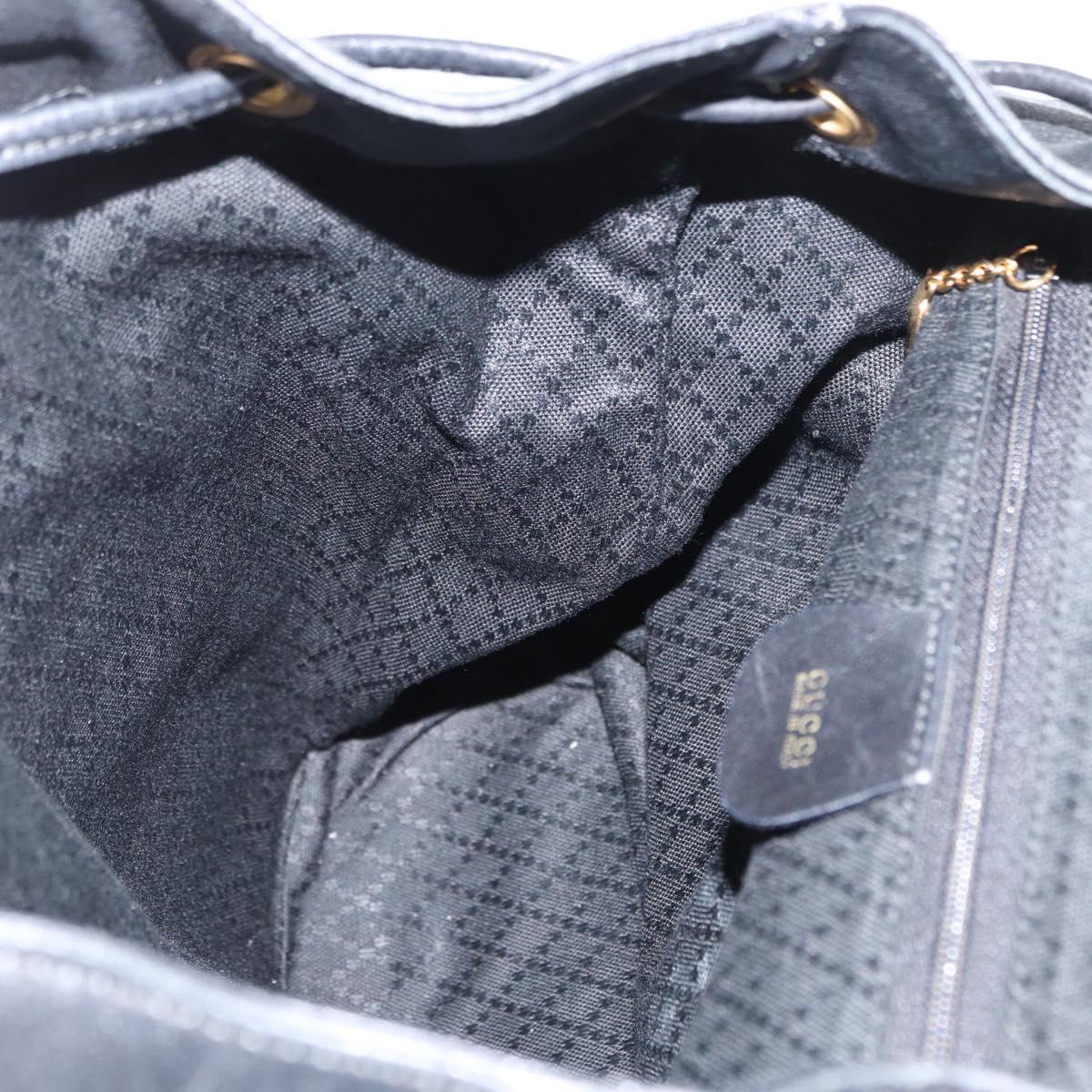 GUCCI Bamboo Backpack Leather Black Gold 003 2058 0016 Auth 162199