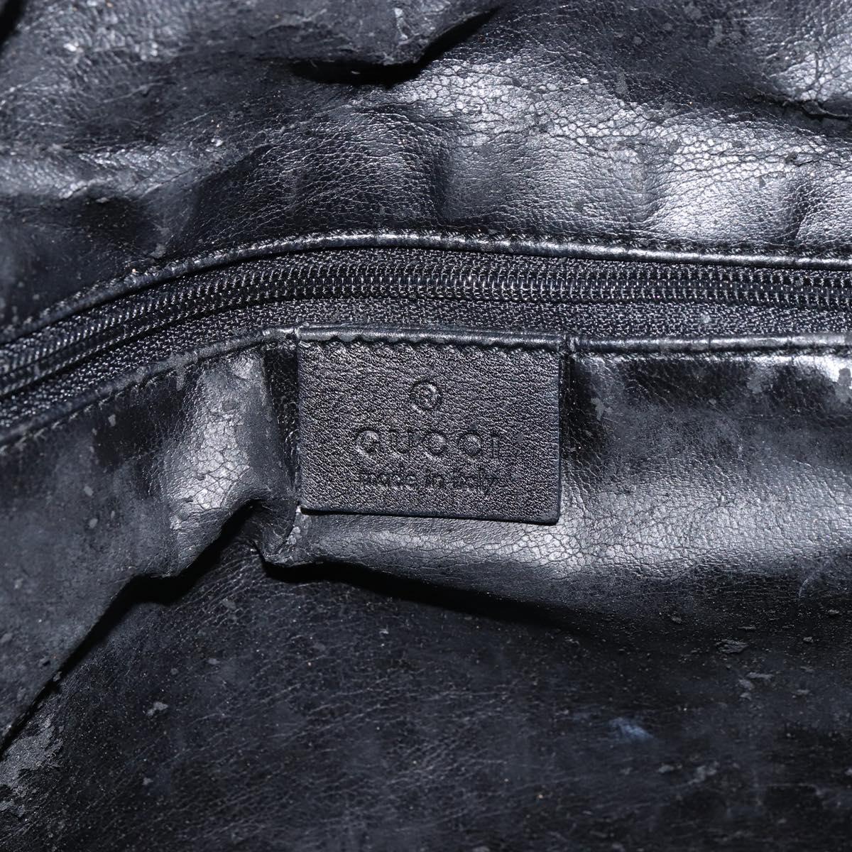 GUCCI Bamboo Shoulder Bag Leather Black Gold 001 1577 3444 Auth 162201