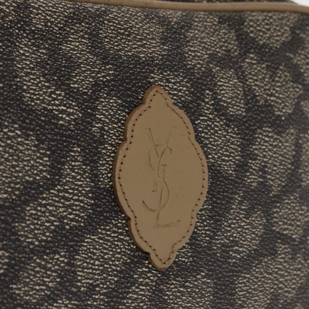 SAINT LAURENT Clutch Bag PVC Leather Beige Gray Auth 162203