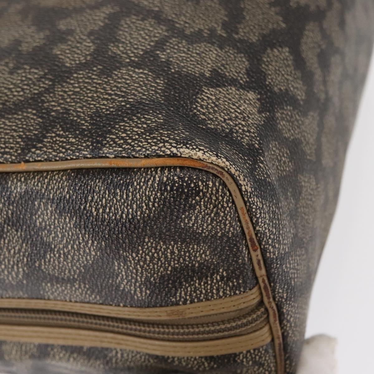 SAINT LAURENT Boston Bag PVC Leather Beige Gray Auth 162204