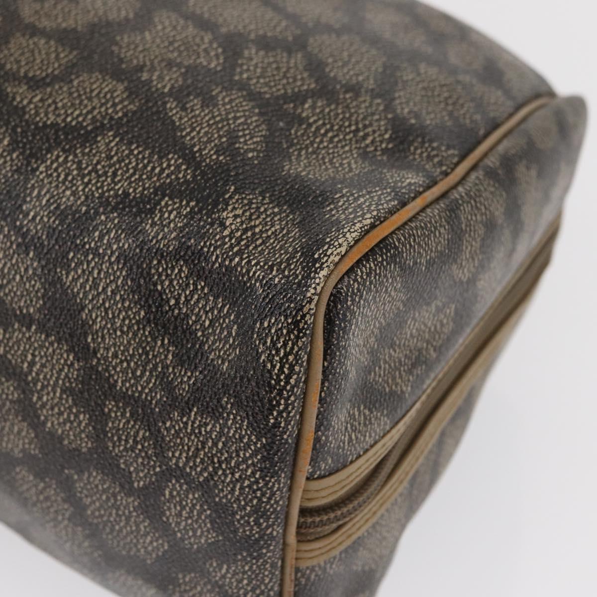 SAINT LAURENT Boston Bag PVC Leather Beige Gray Auth 162204