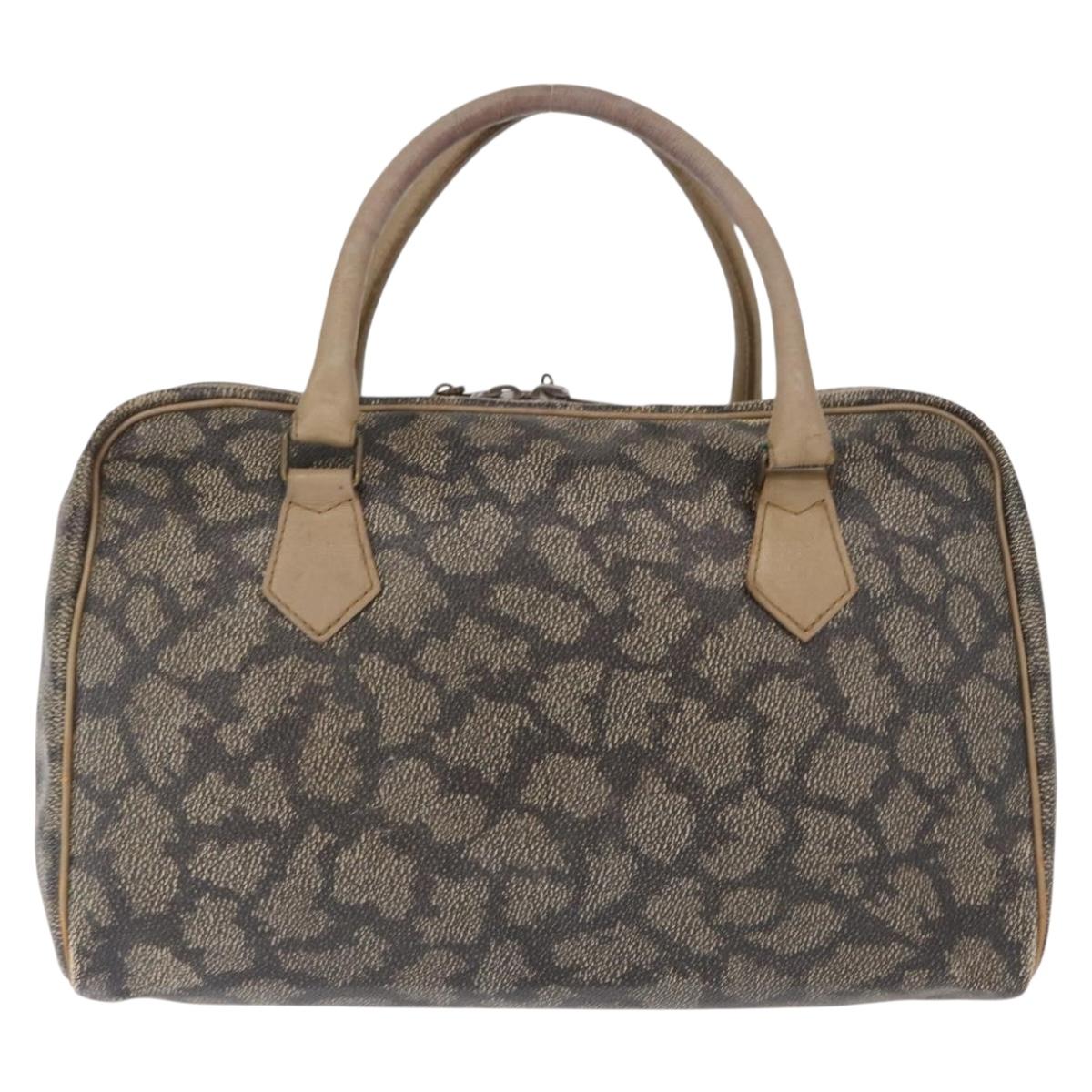 SAINT LAURENT Boston Bag PVC Leather Beige Gray Auth 162204