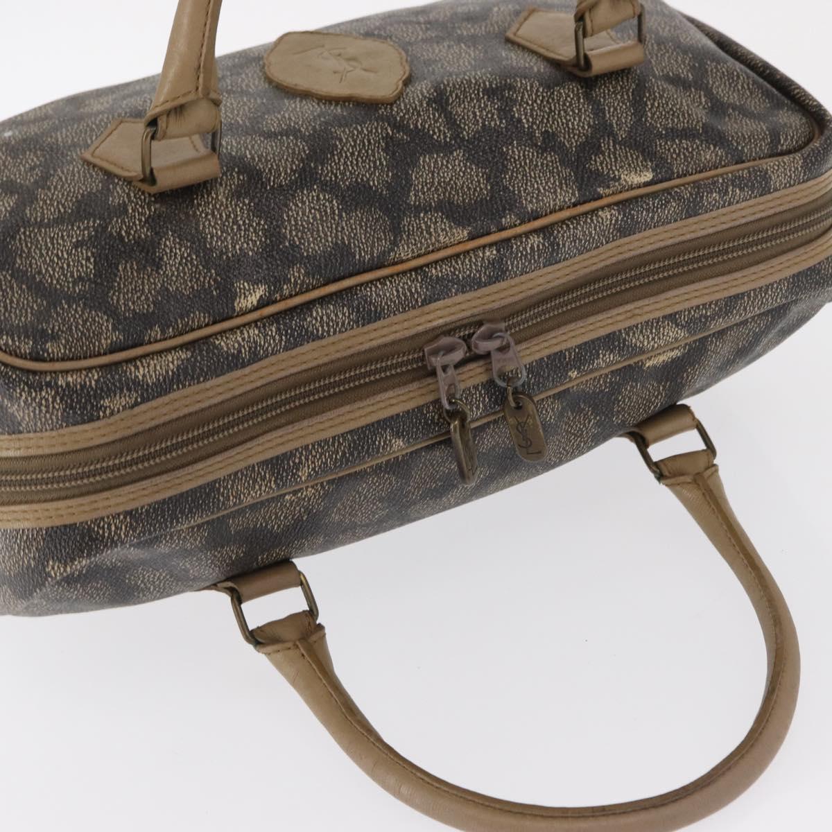 SAINT LAURENT Boston Bag PVC Leather Beige Gray Auth 162204