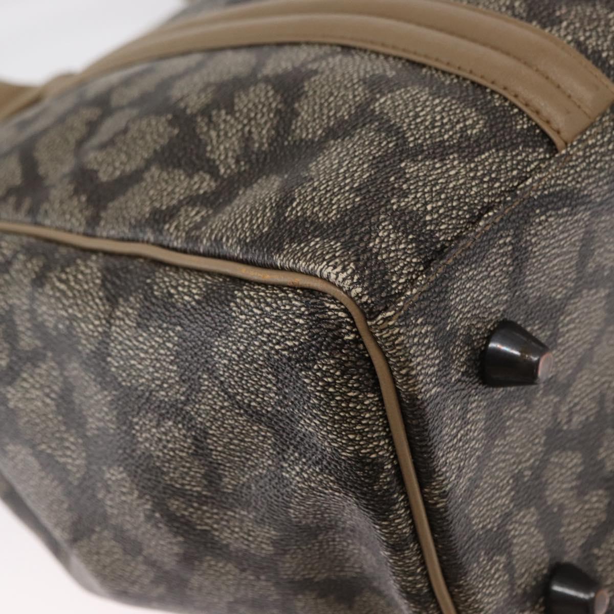 SAINT LAURENT Hand Bag PVC Leather Beige Gray Auth 162205