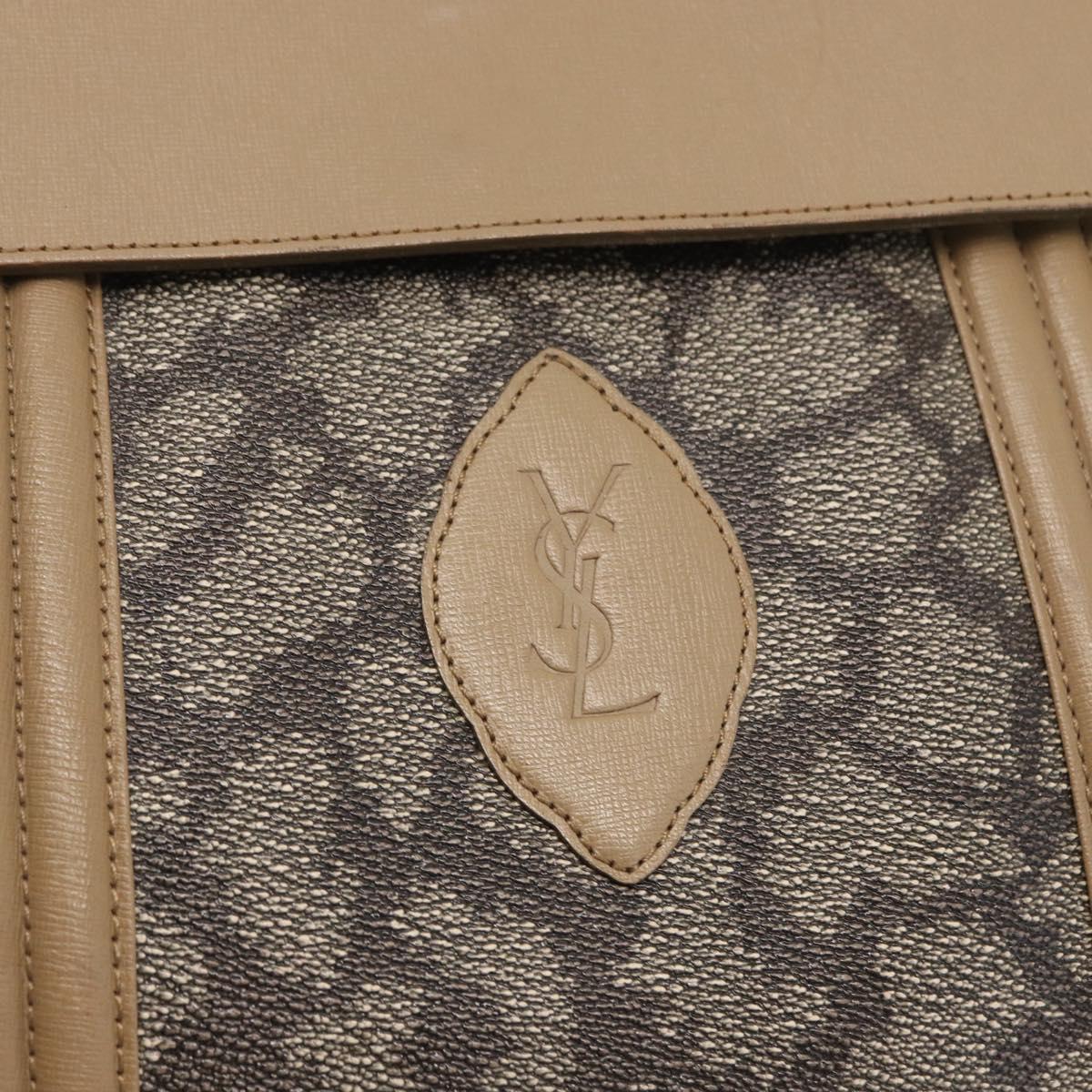 SAINT LAURENT Hand Bag PVC Leather Beige Gray Auth 162205