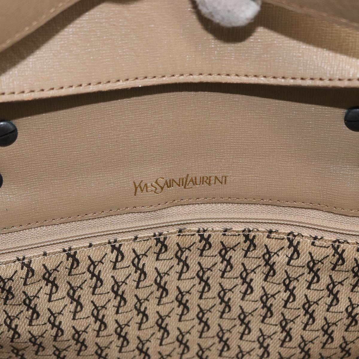 SAINT LAURENT Hand Bag PVC Leather Beige Gray Auth 162205