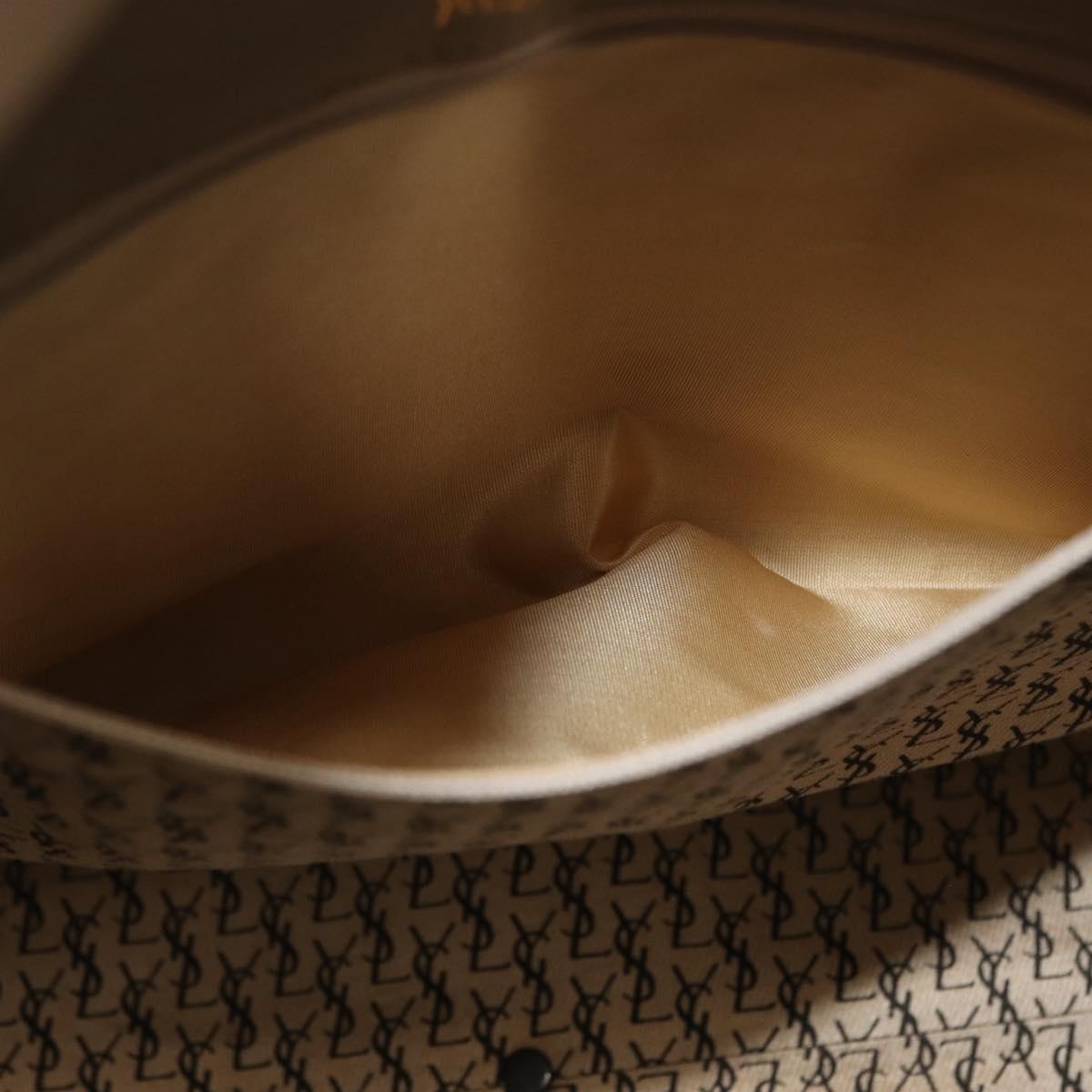 SAINT LAURENT Hand Bag PVC Leather Beige Gray Auth 162205