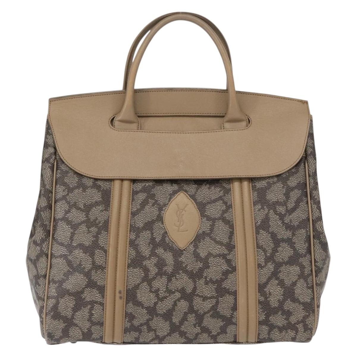 SAINT LAURENT Hand Bag PVC Leather Beige Gray Auth 162205