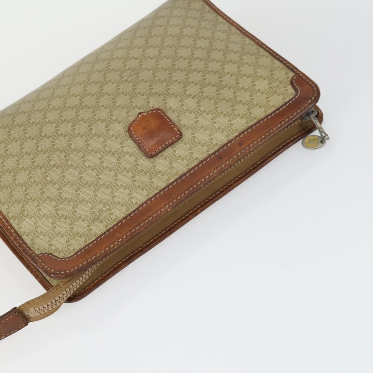 CELINE Macadam Canvas Bag PVC Leather 3 Set Black Beige Auth 162215