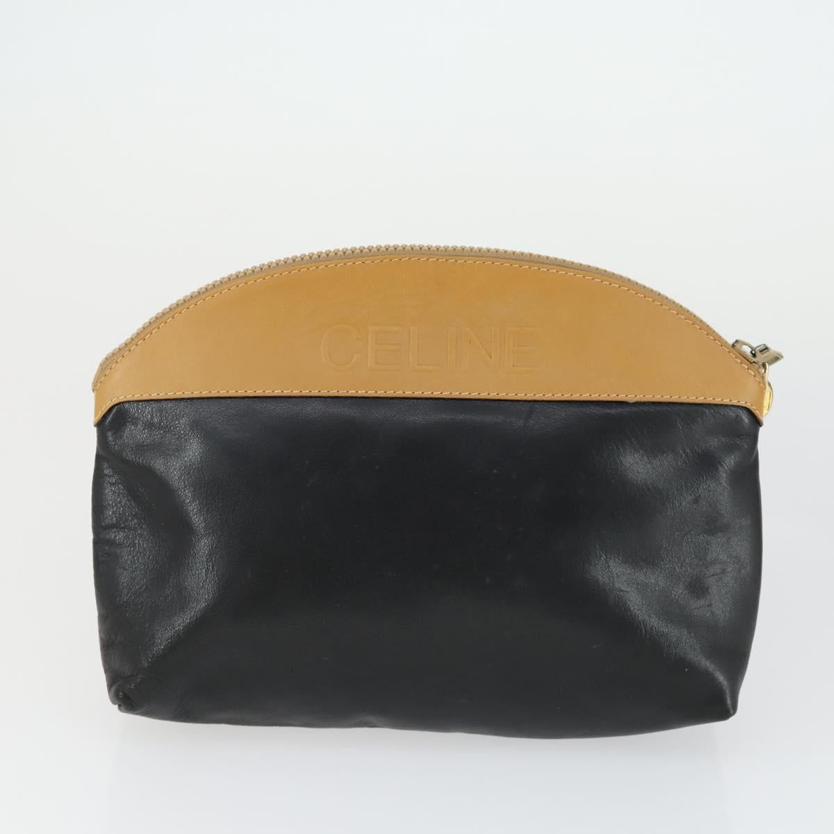 CELINE Macadam Canvas Bag PVC Leather 3 Set Black Beige Auth 162215