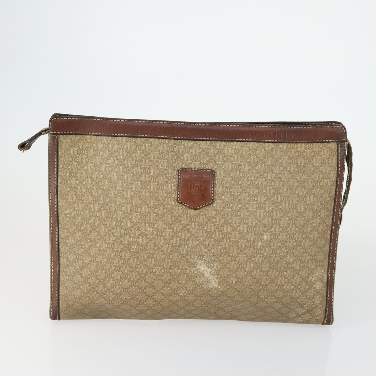 CELINE Macadam Canvas Bag PVC Leather 3 Set Black Beige Auth 162215