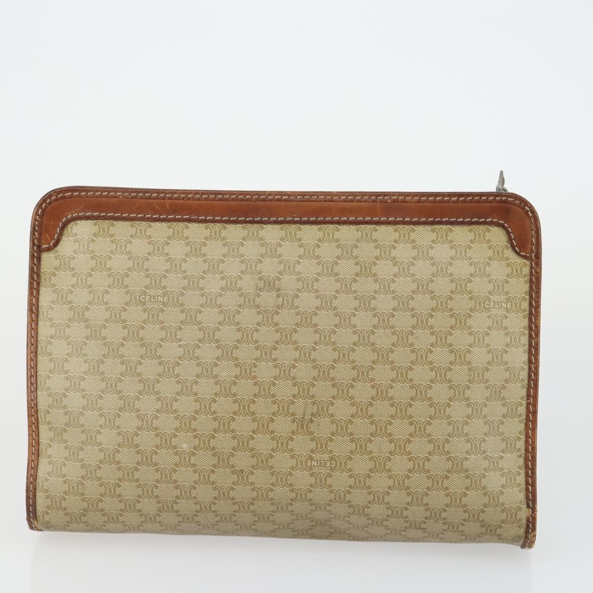 CELINE Macadam Canvas Bag PVC Leather 3 Set Black Beige Auth 162215