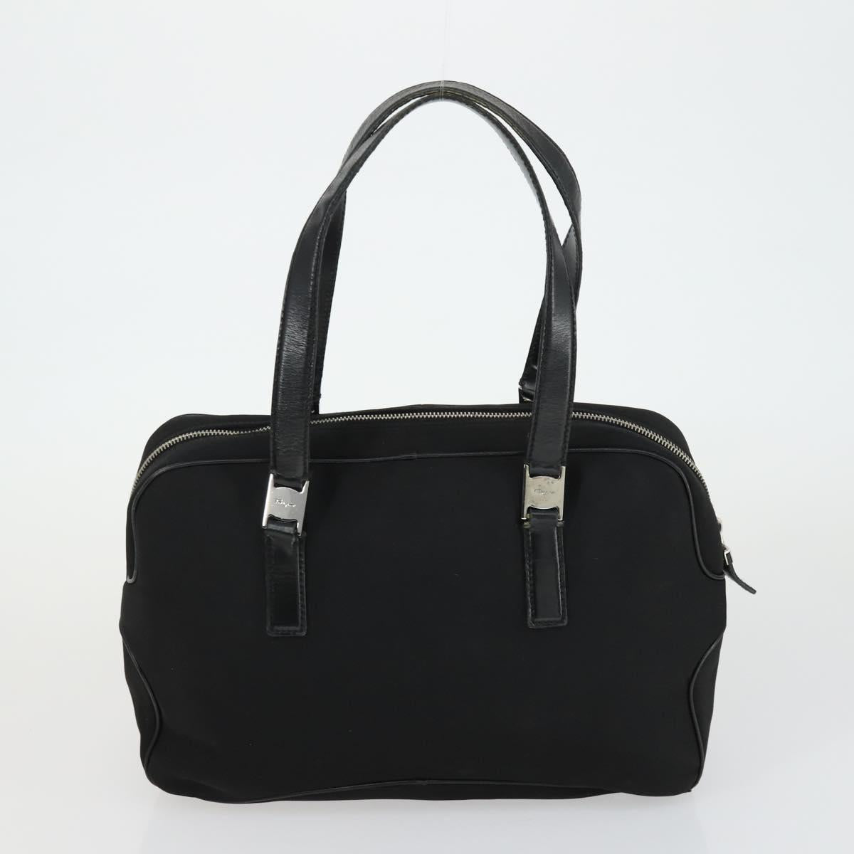 Salvatore Ferragamo Gancini Bag Leather Canvas 3 Set Black Auth 162217