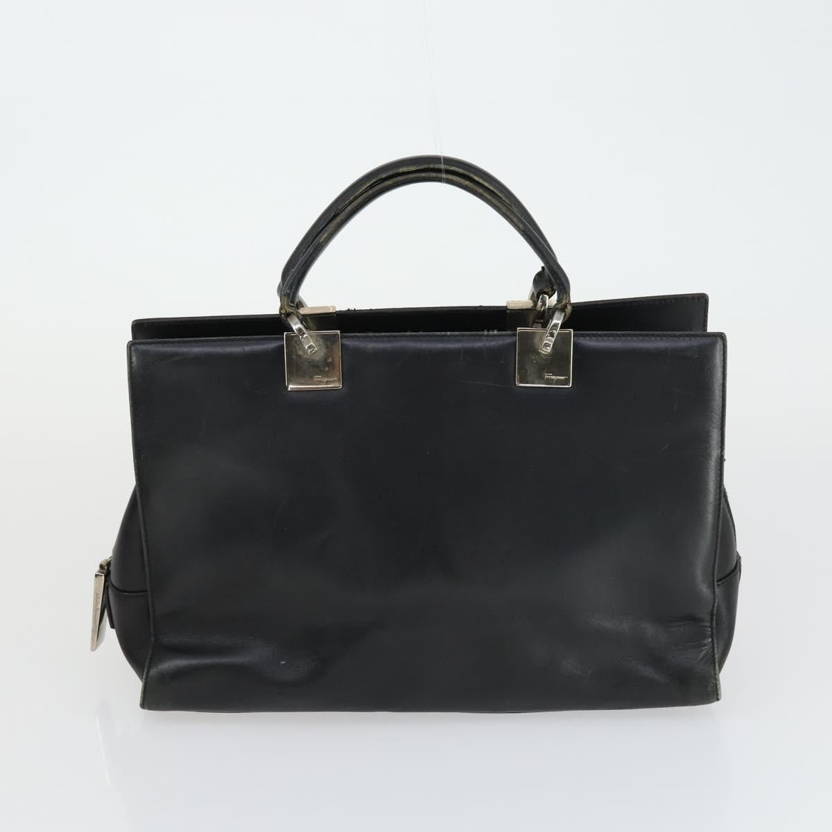 Salvatore Ferragamo Gancini Bag Leather Canvas 3 Set Black Auth 162217