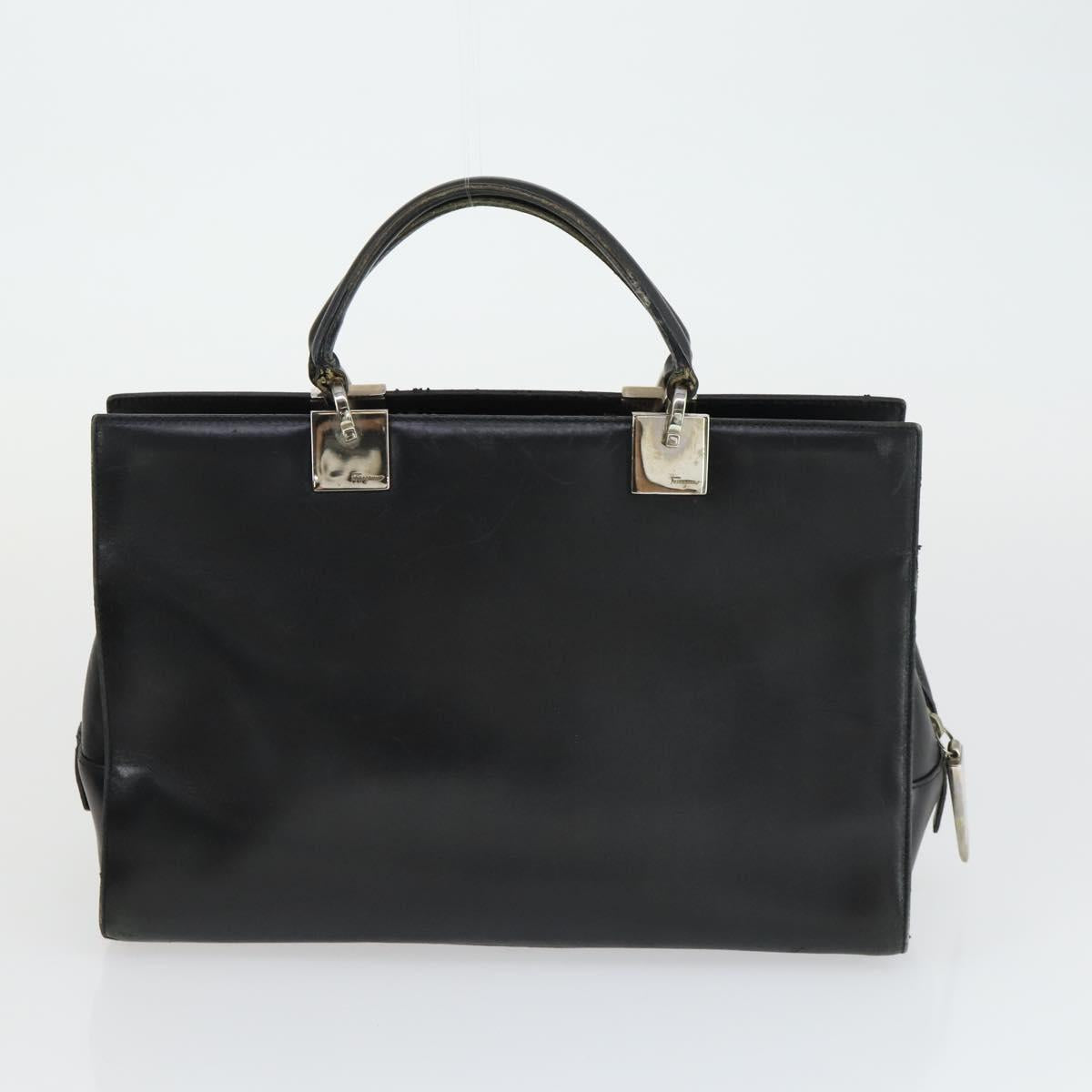 Salvatore Ferragamo Gancini Bag Leather Canvas 3 Set Black Auth 162217