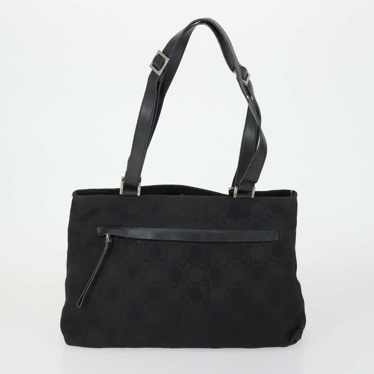 Salvatore Ferragamo Gancini Bag Leather Canvas 3 Set Black Auth 162217