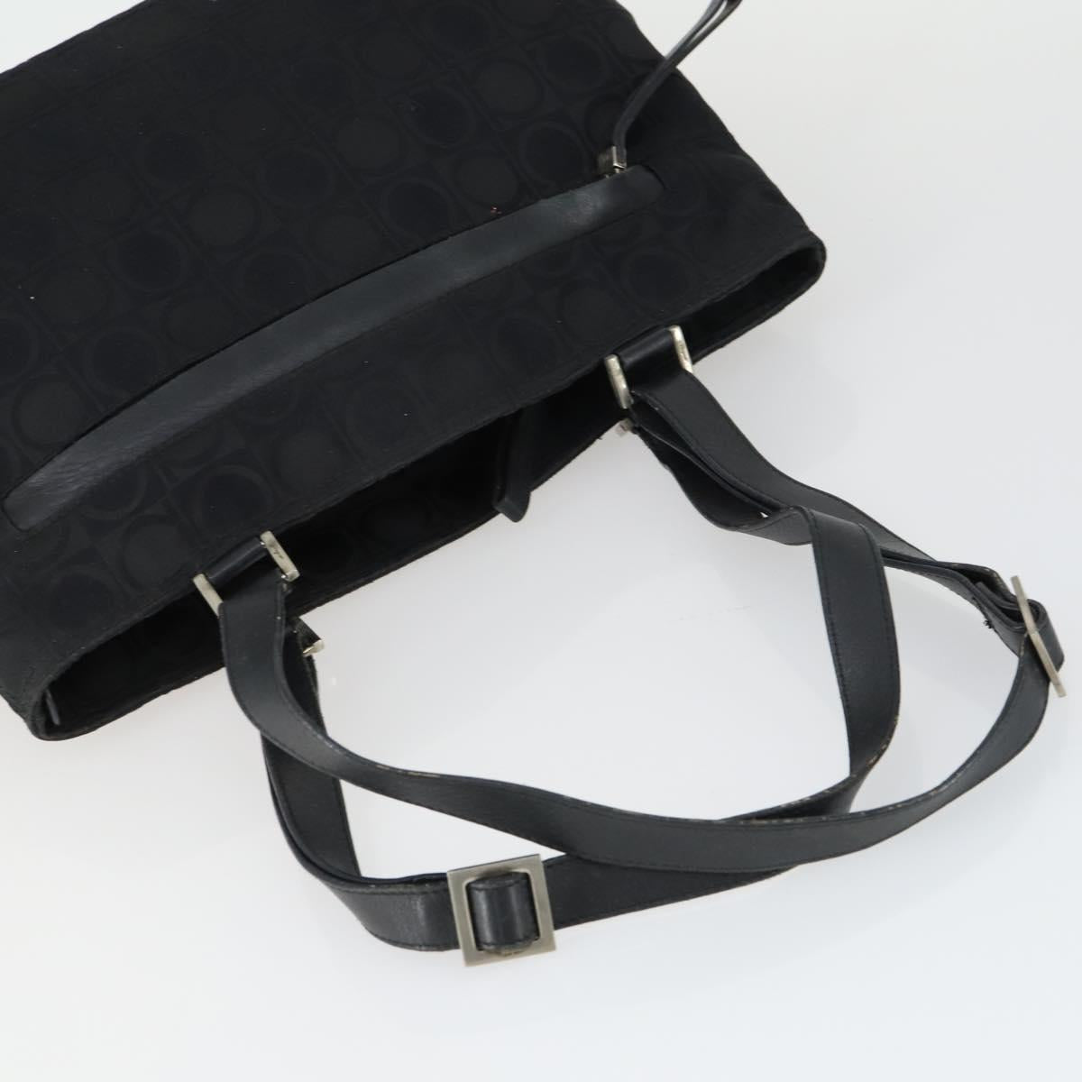 Salvatore Ferragamo Gancini Bag Leather Canvas 3 Set Black Auth 162217